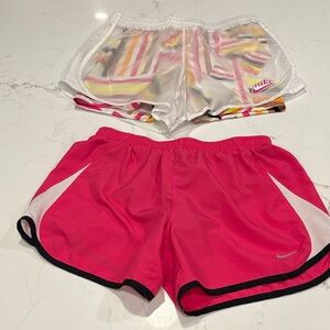 Nike Girls Pink and White Athletic Shorts